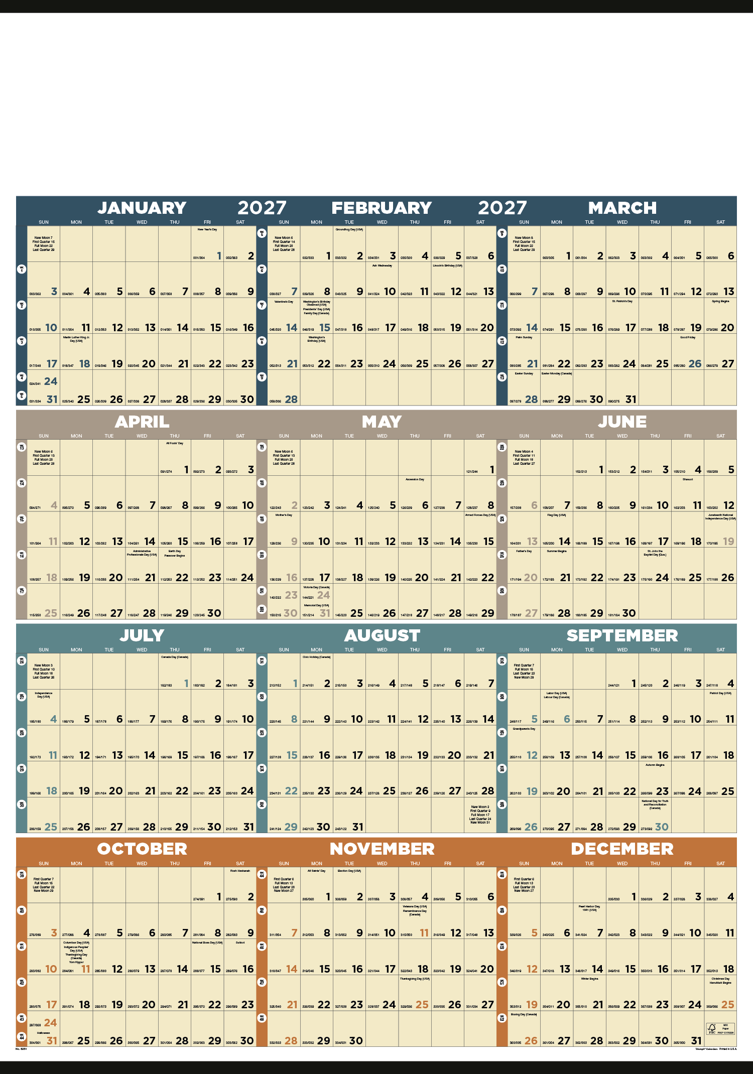 Triumph® Calendars Time Management Span-A-Year (Non-Laminated) Calendar 7