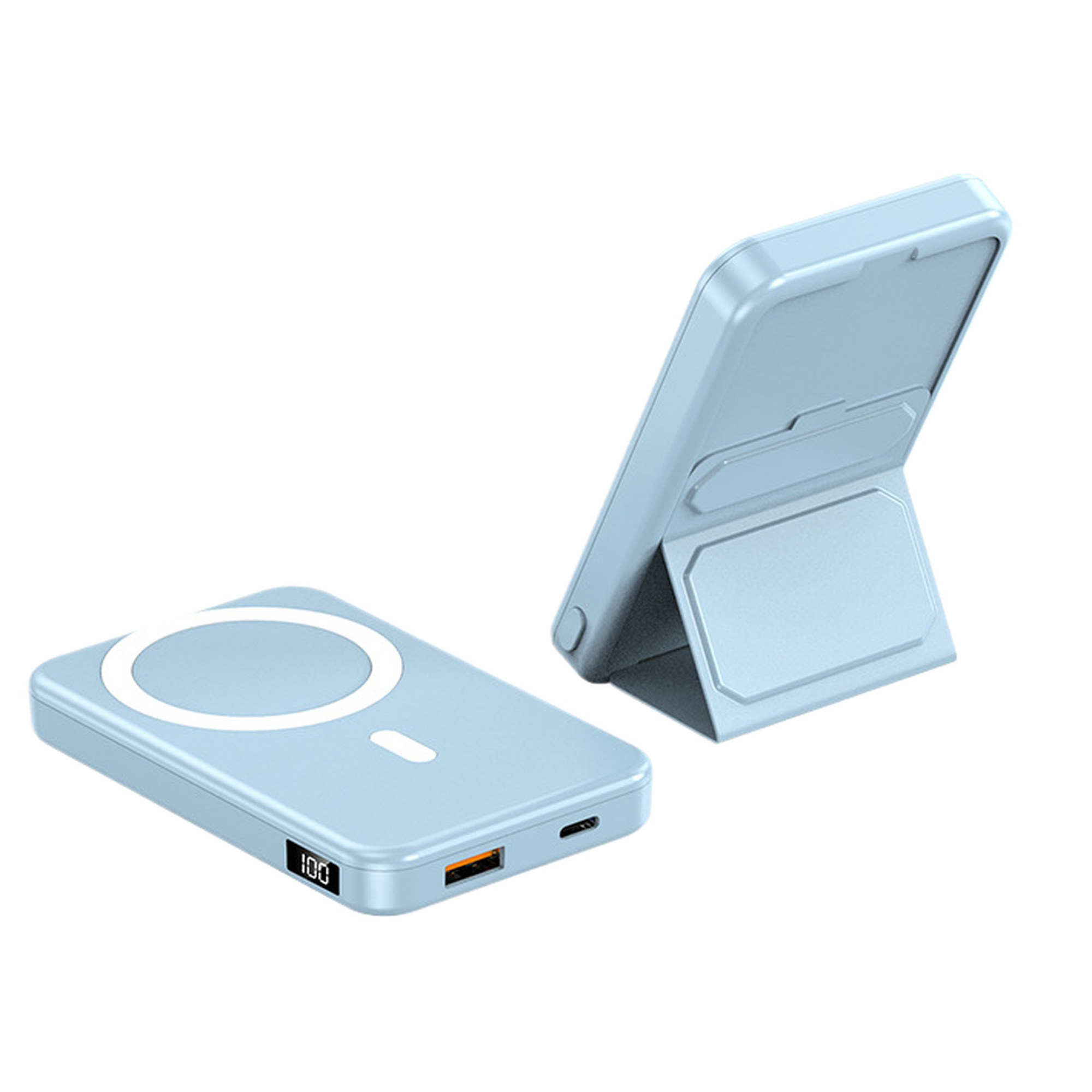 10000mAh Magnetic Wireless Power Bank with Foldable Stand for Phone Charging 5