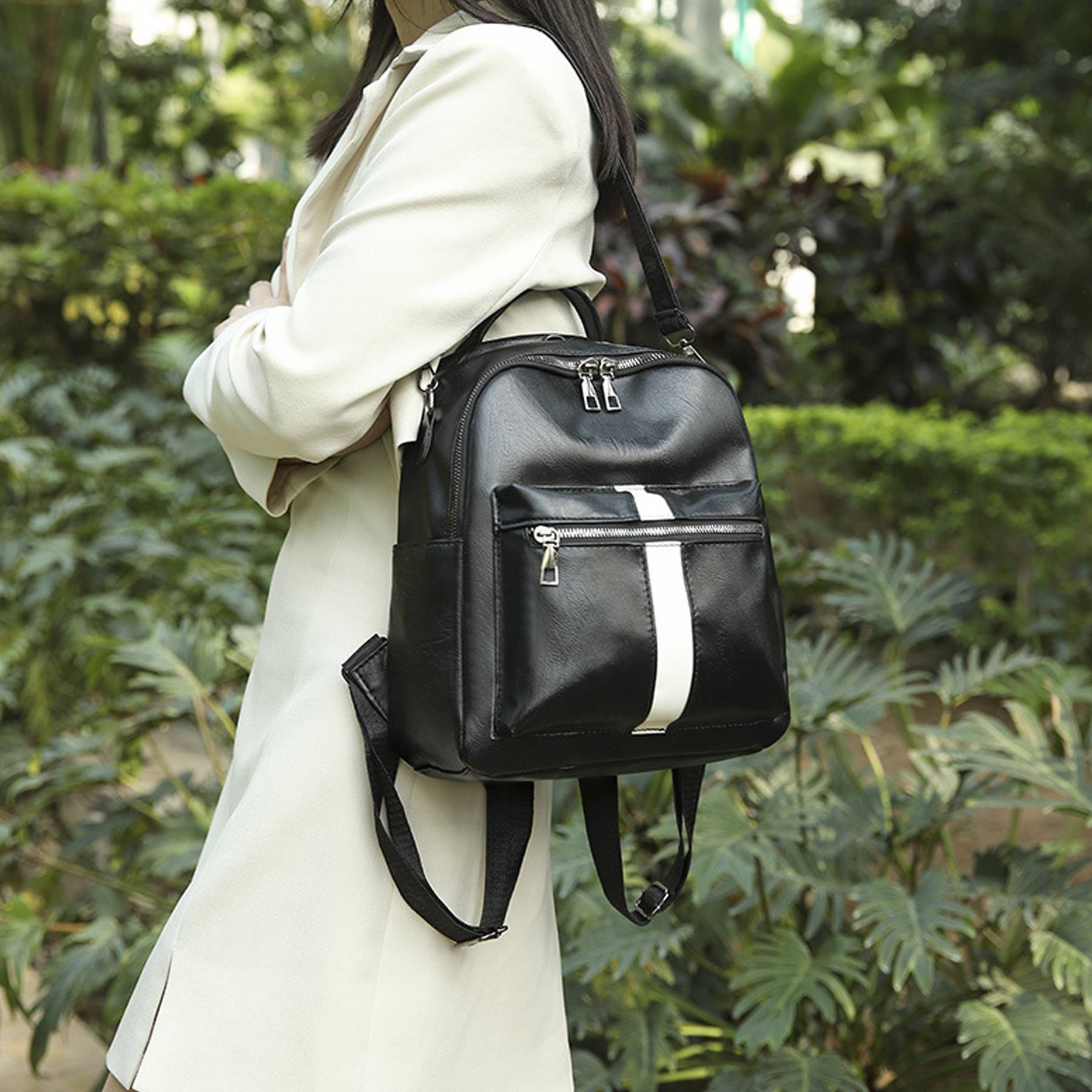 Pu Leather Black Backpack 5