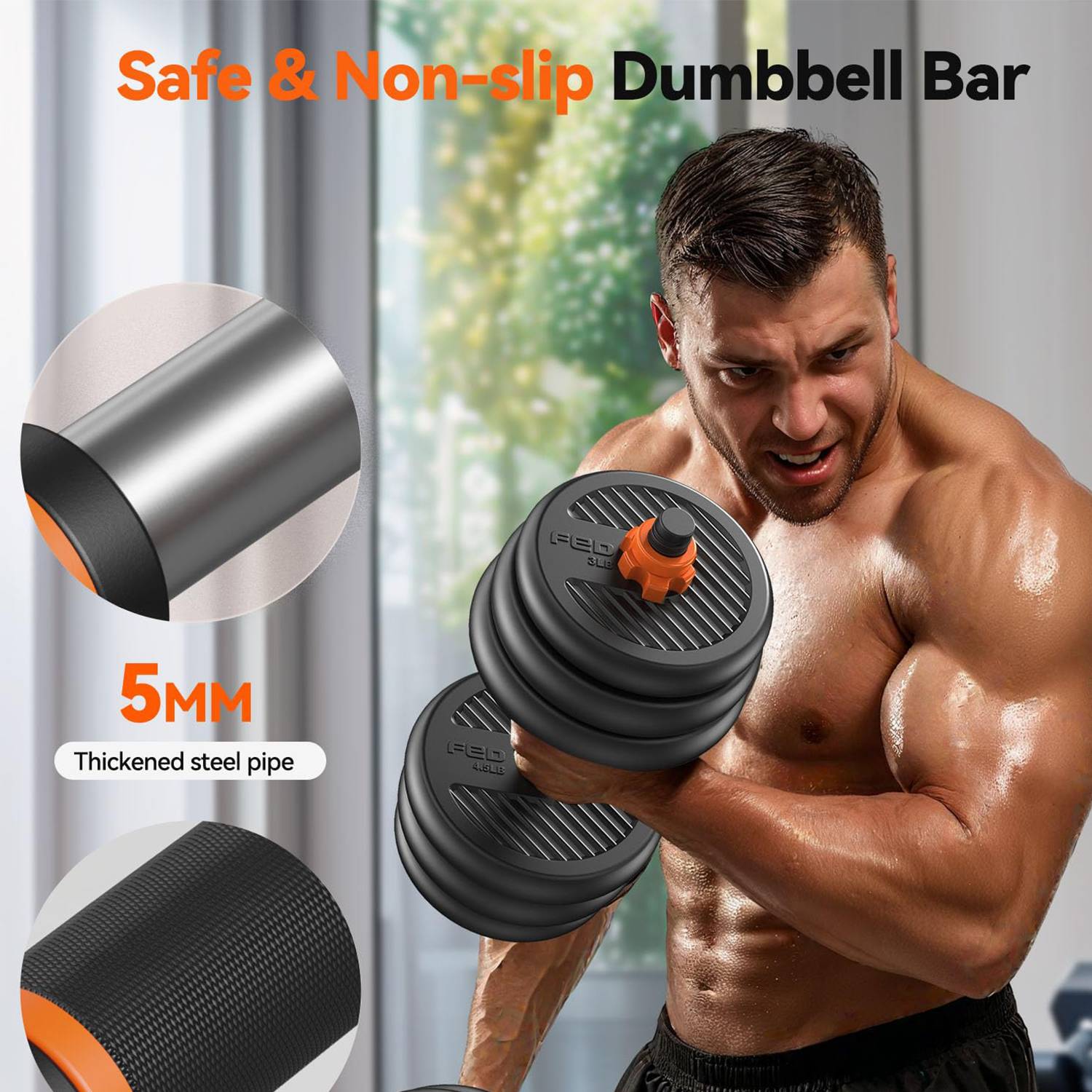 20LB Adjustable Dumbbells Free Weight Set w/ Connector 6