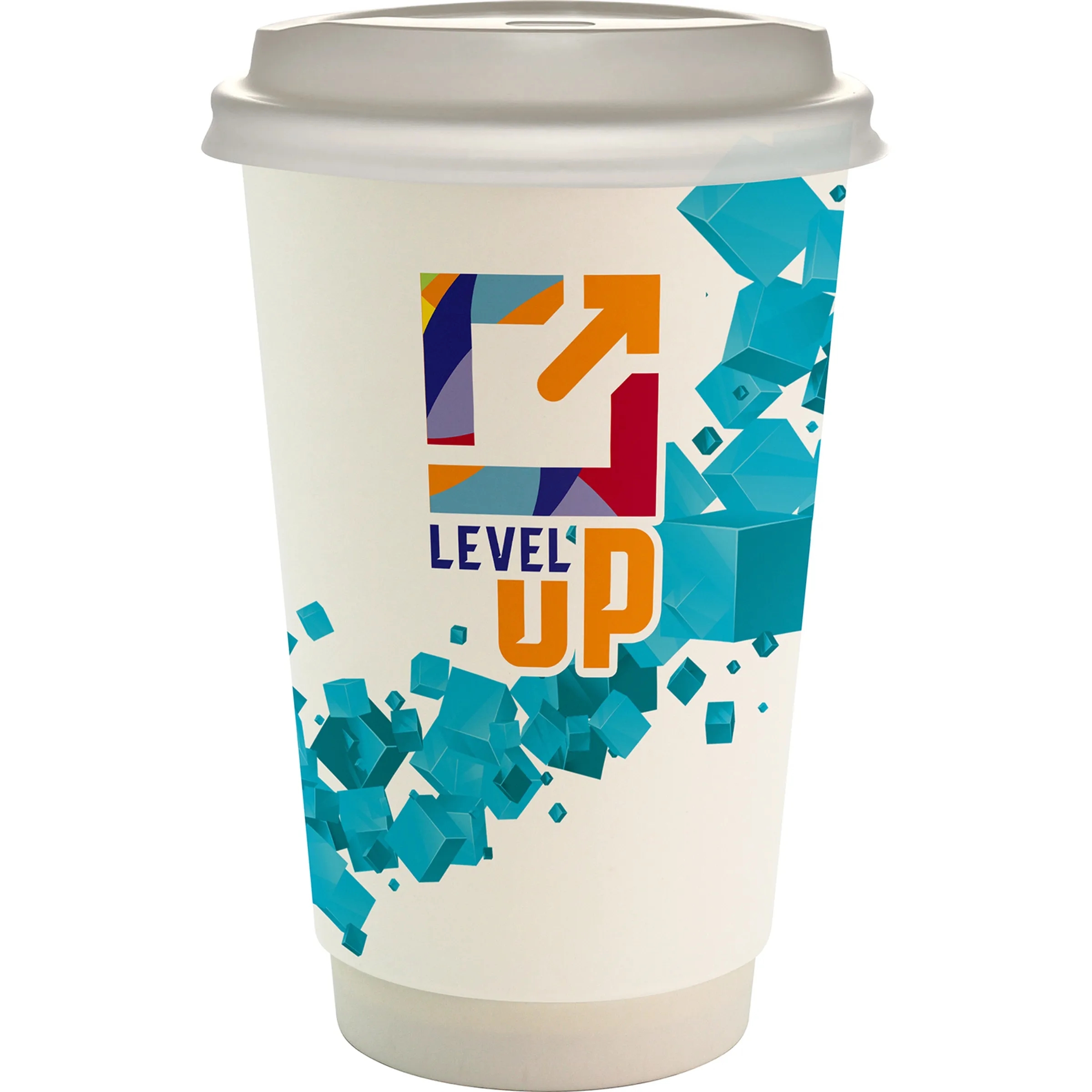 16 oz. Full Color Floating Cube Paper Cup With Lid 10