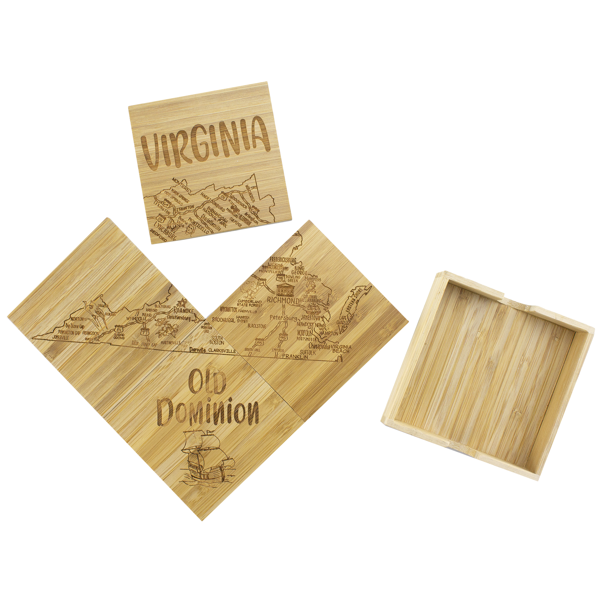 Virginia Puzzle Coaster Set 3