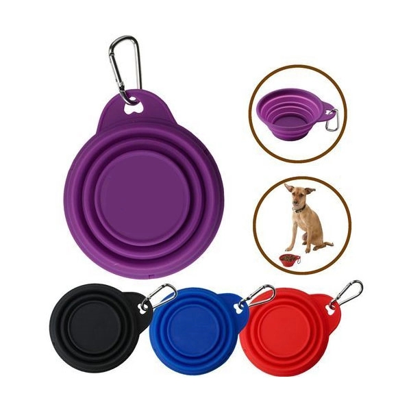 Silicone Pet Bowl With  Carabiner Hook 1