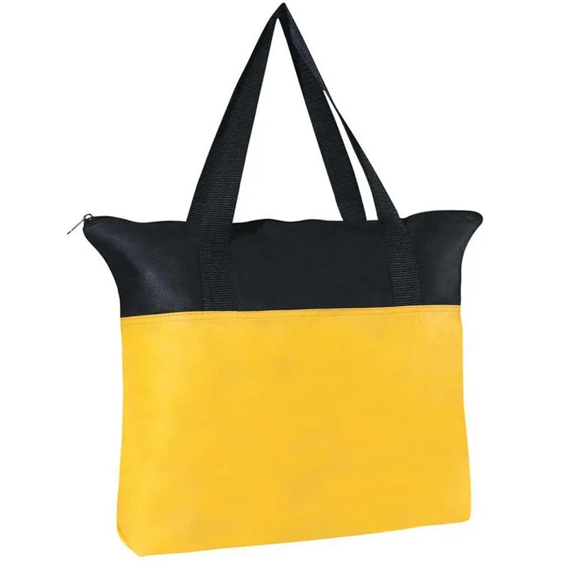 Non-Woven Two-Tone Zippered Tote Bag 5
