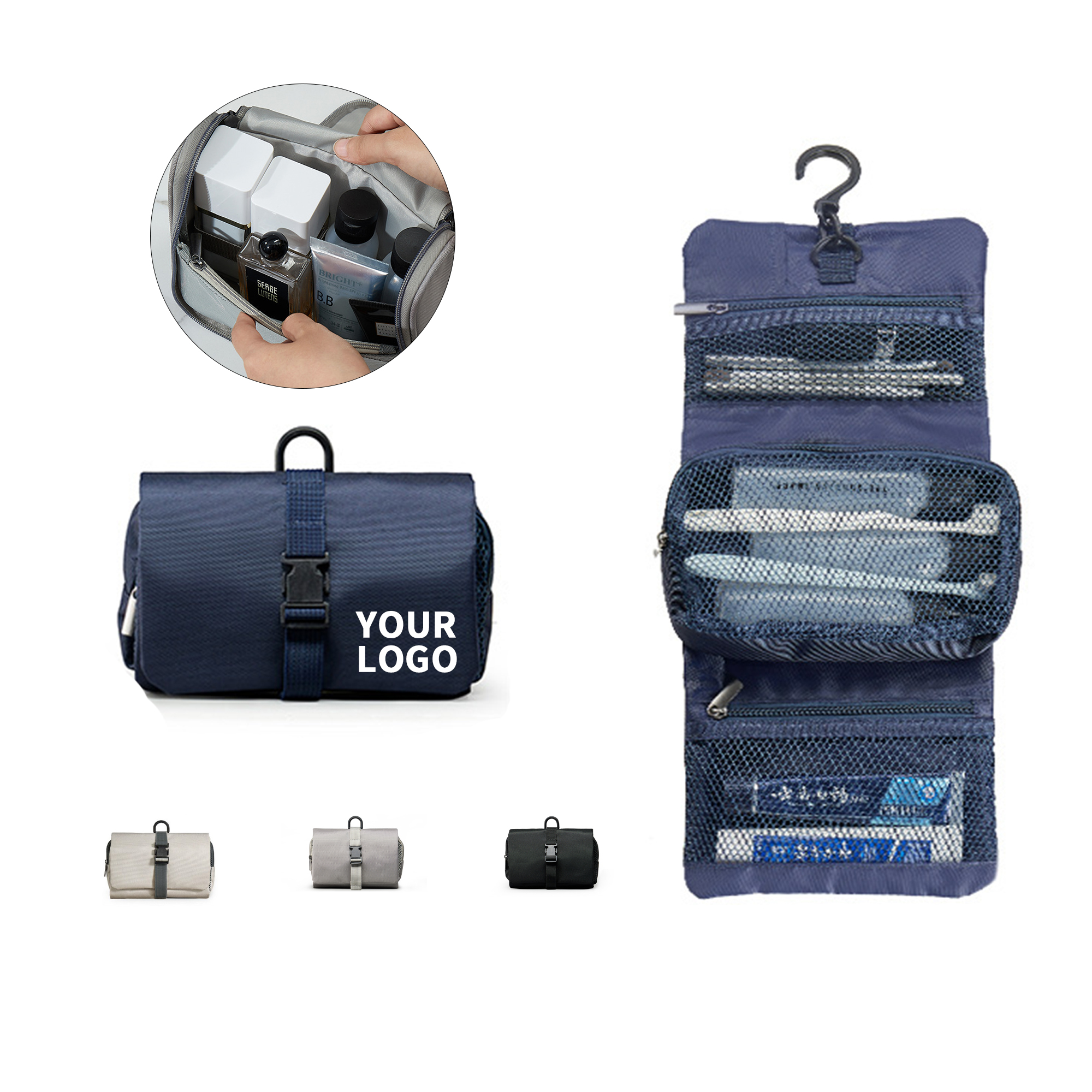 Foldable Buckle Toiletry Organizer 6.7 x 15.4" 2