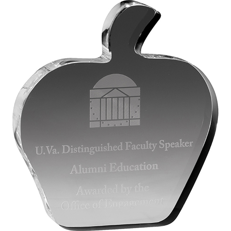 Clear Apple Paper Weight (4 1/8"x 4 5/8" 3/4") Laser Engraved