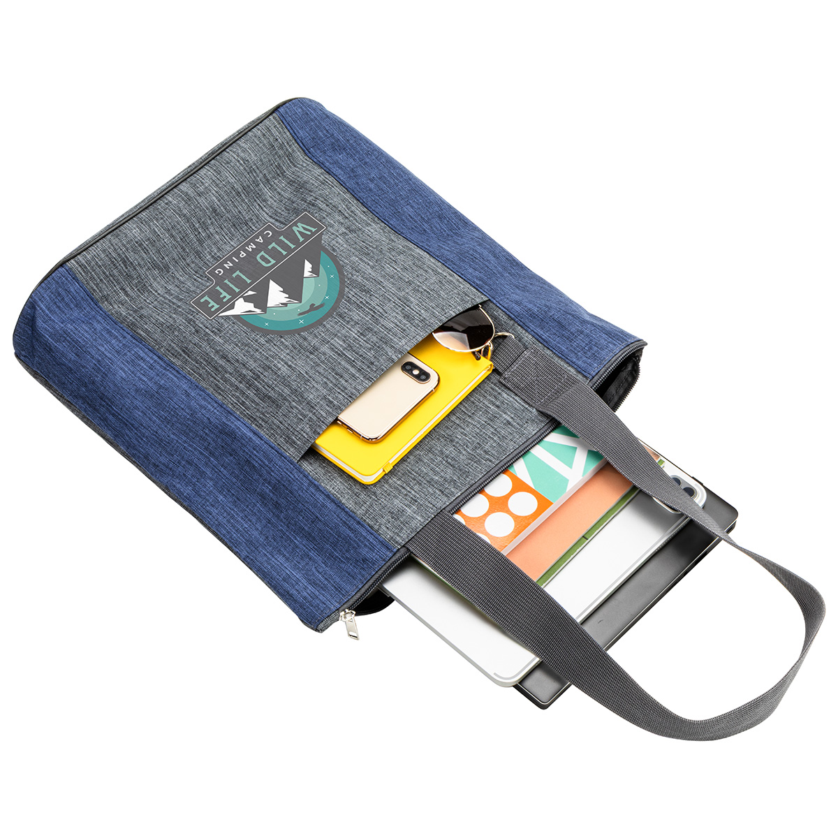 Kenmore Heathered Polyester Event Tote, custom tote bag with logo imprint 8