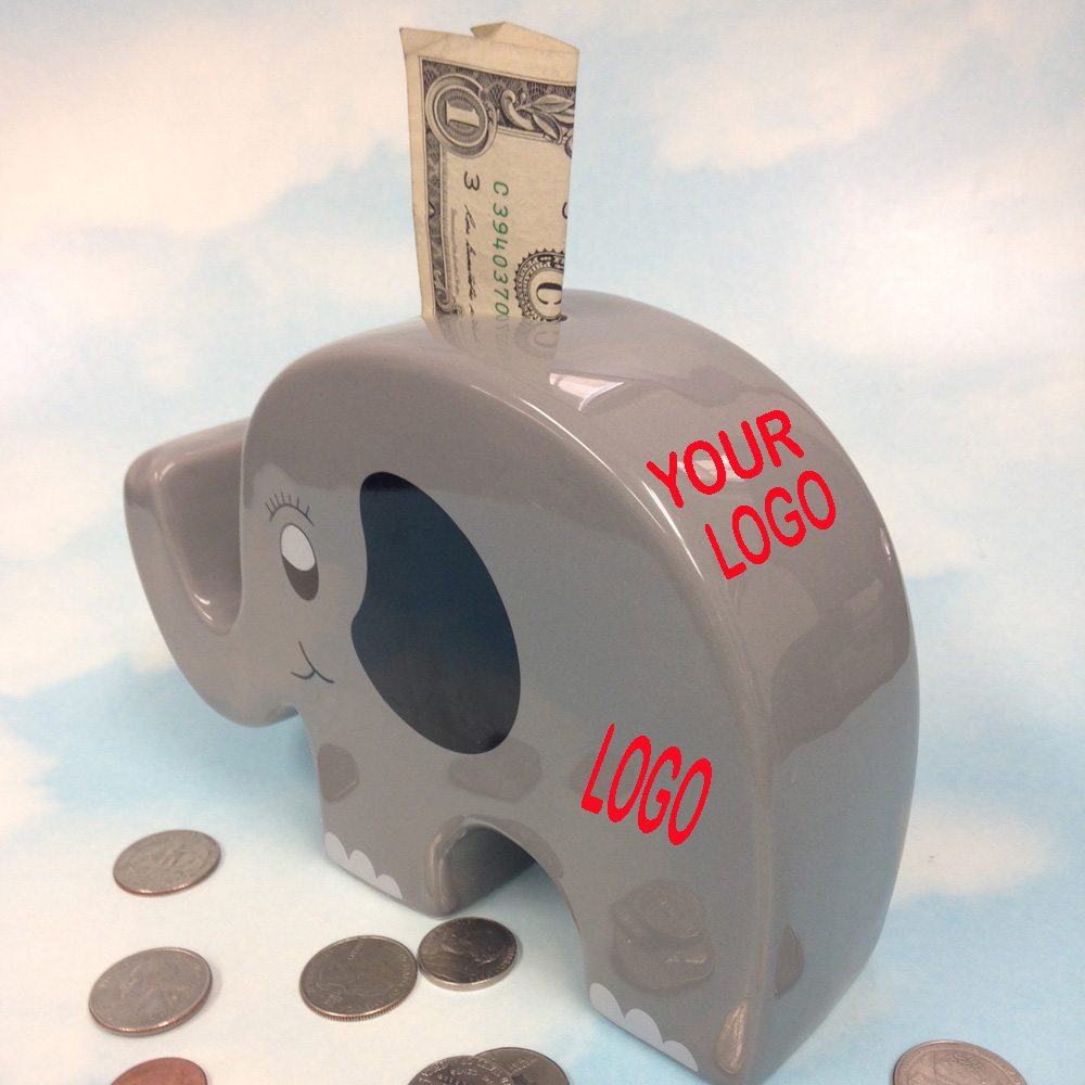 6.5" Ceramic Grey Elephant Coin Bank 3