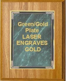 8" x 10" Oak Finish Plaque with a Green Marble Mist Plate 2