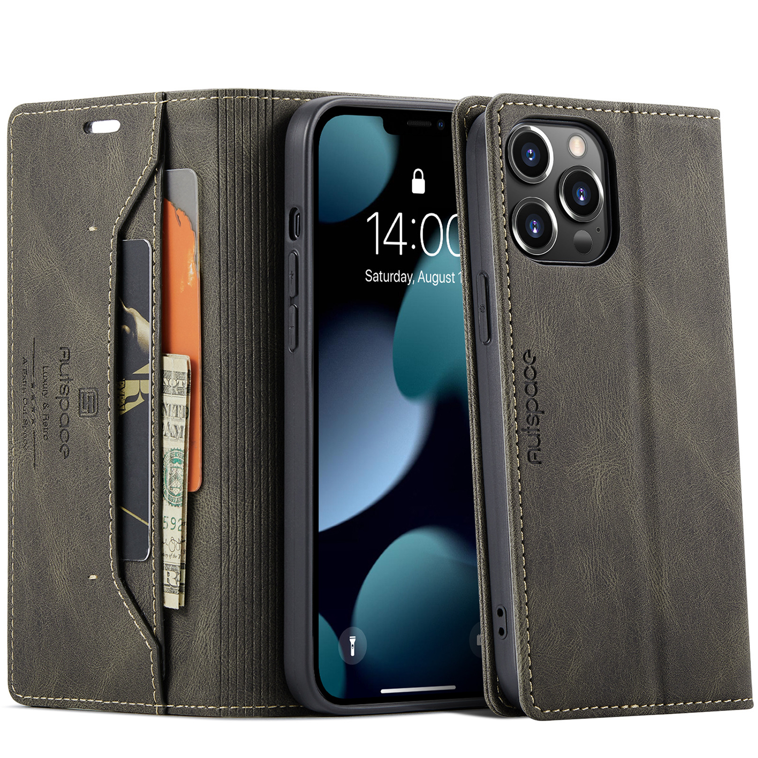 PU Leather Folio Magnetic Cover Phone Case Wallet 5
