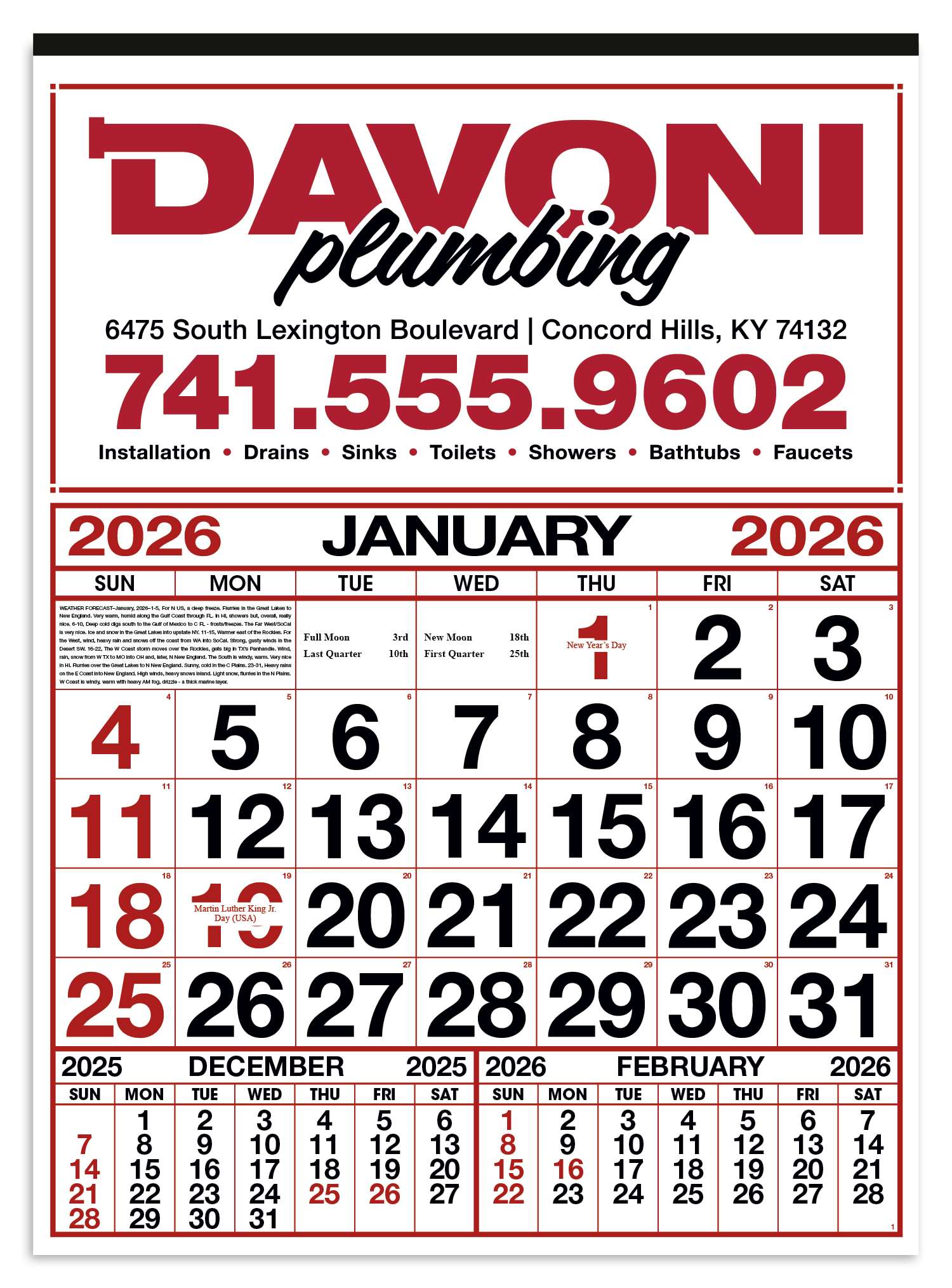 Skinner & Kennedy® Commercial 12-Sheet Calendar 9