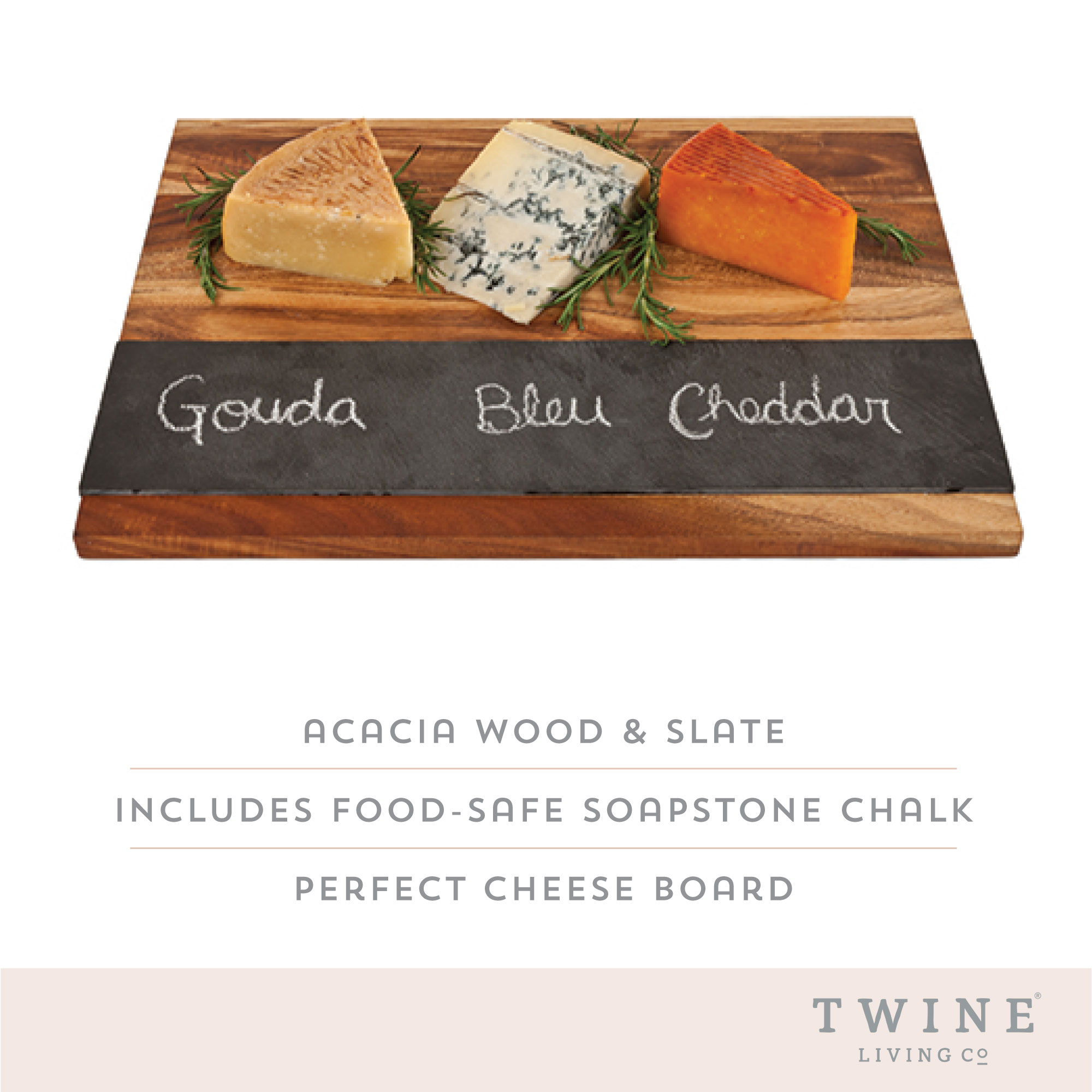Twine Living® Wood and Slate Serving Board 9