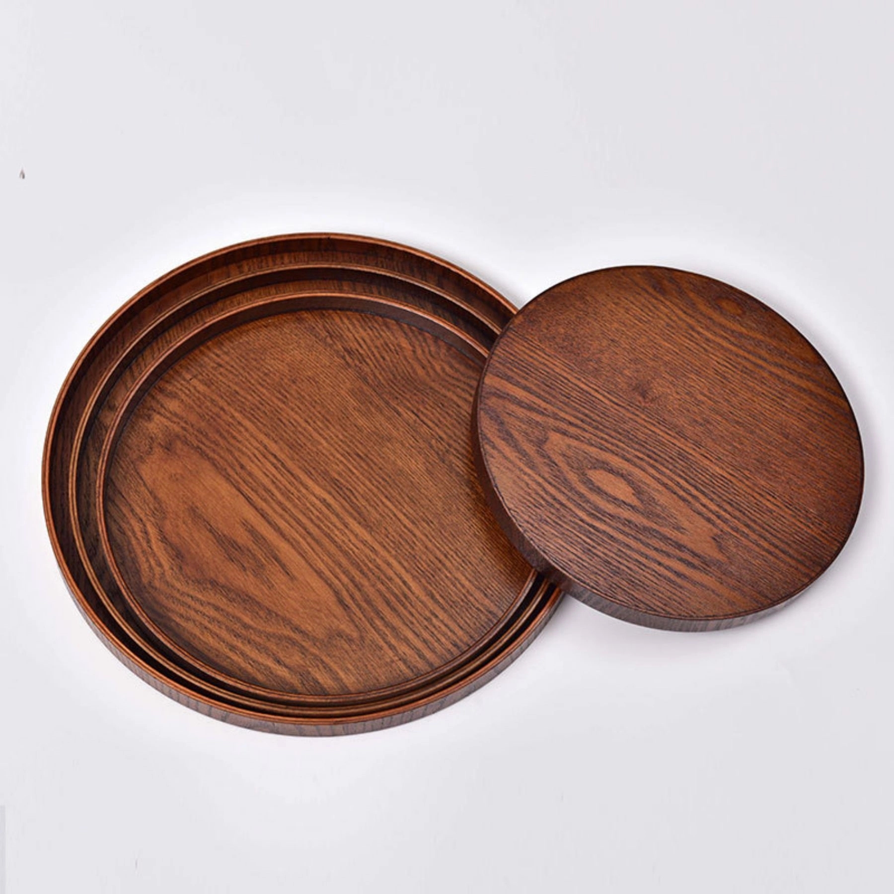 Round Wood Serving Tray For Eating 2