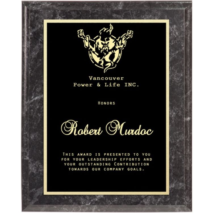 Double Plate Lasered Plaque-Marbled Black