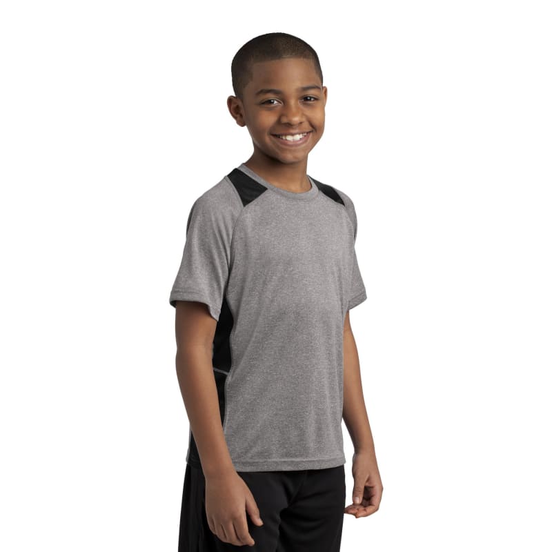 Sport-Tek Youth Heather Colorblock Contender Tee. 24