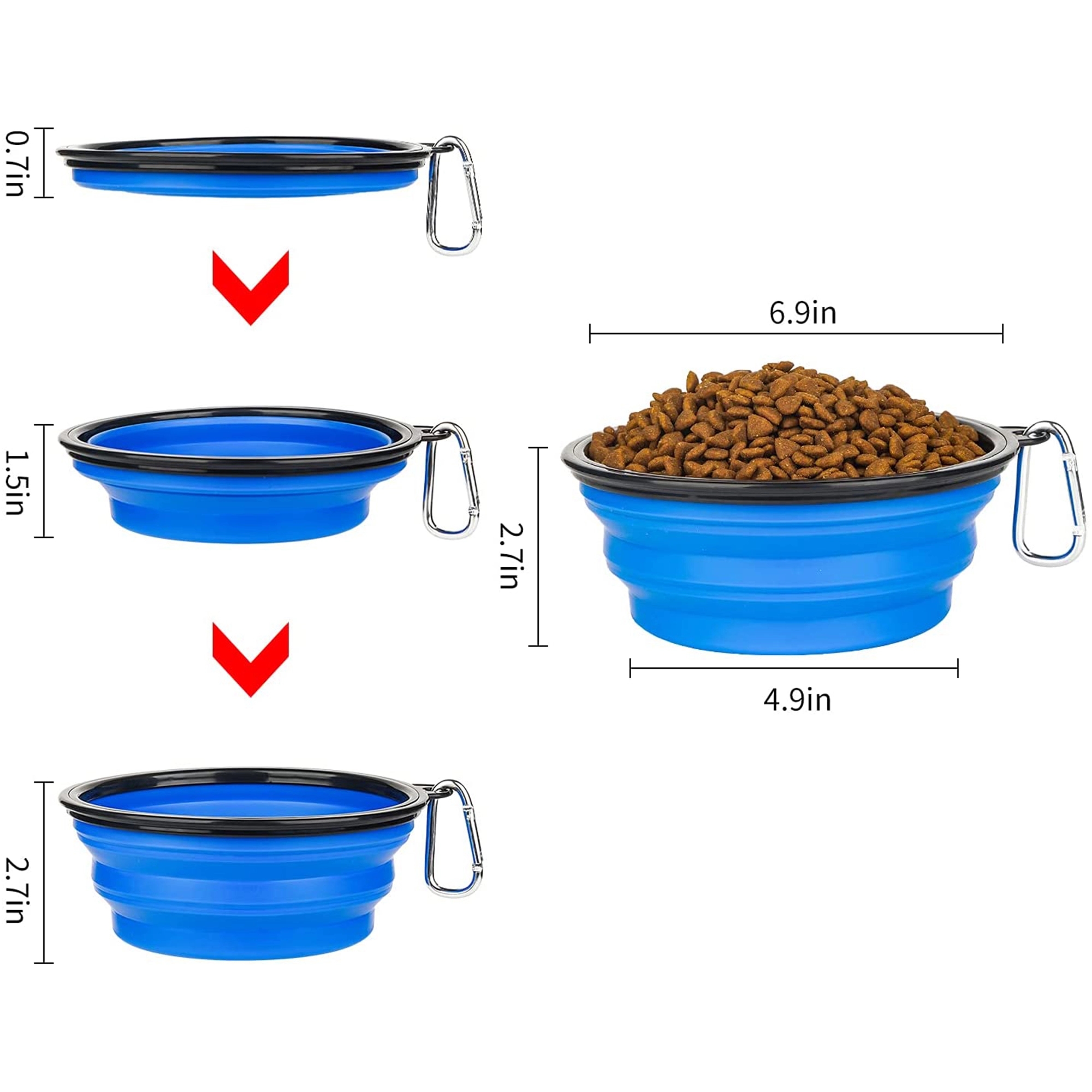 34 oz Travel Portable Dog Bowl with Carabiner Clip 2