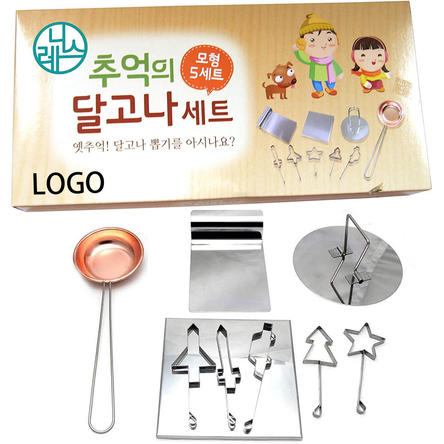 Korean Dalgona Kit Squid Game Sugar Candy Making Tools Pure Copper Plate 9PCS Set 4