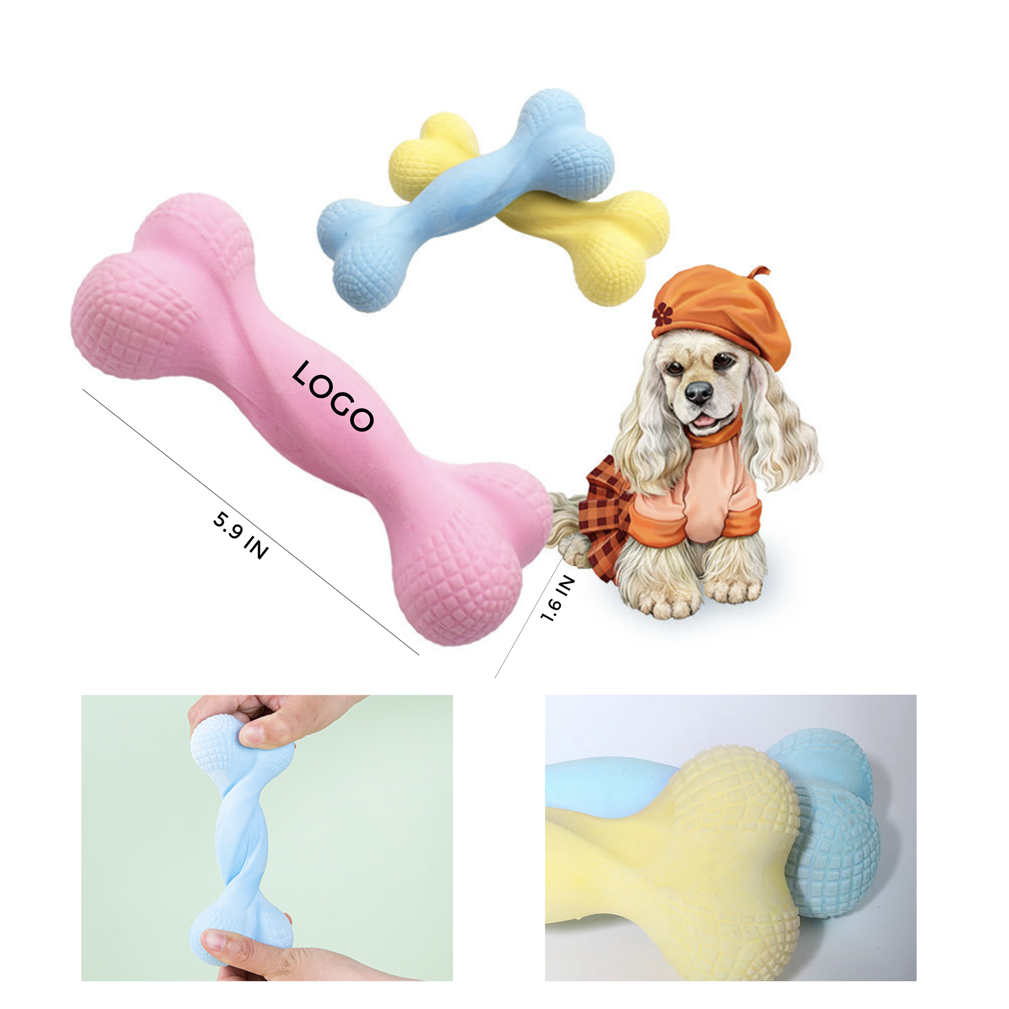 MOQ 10 PCS Safe TPR Bone Pet Toy 2