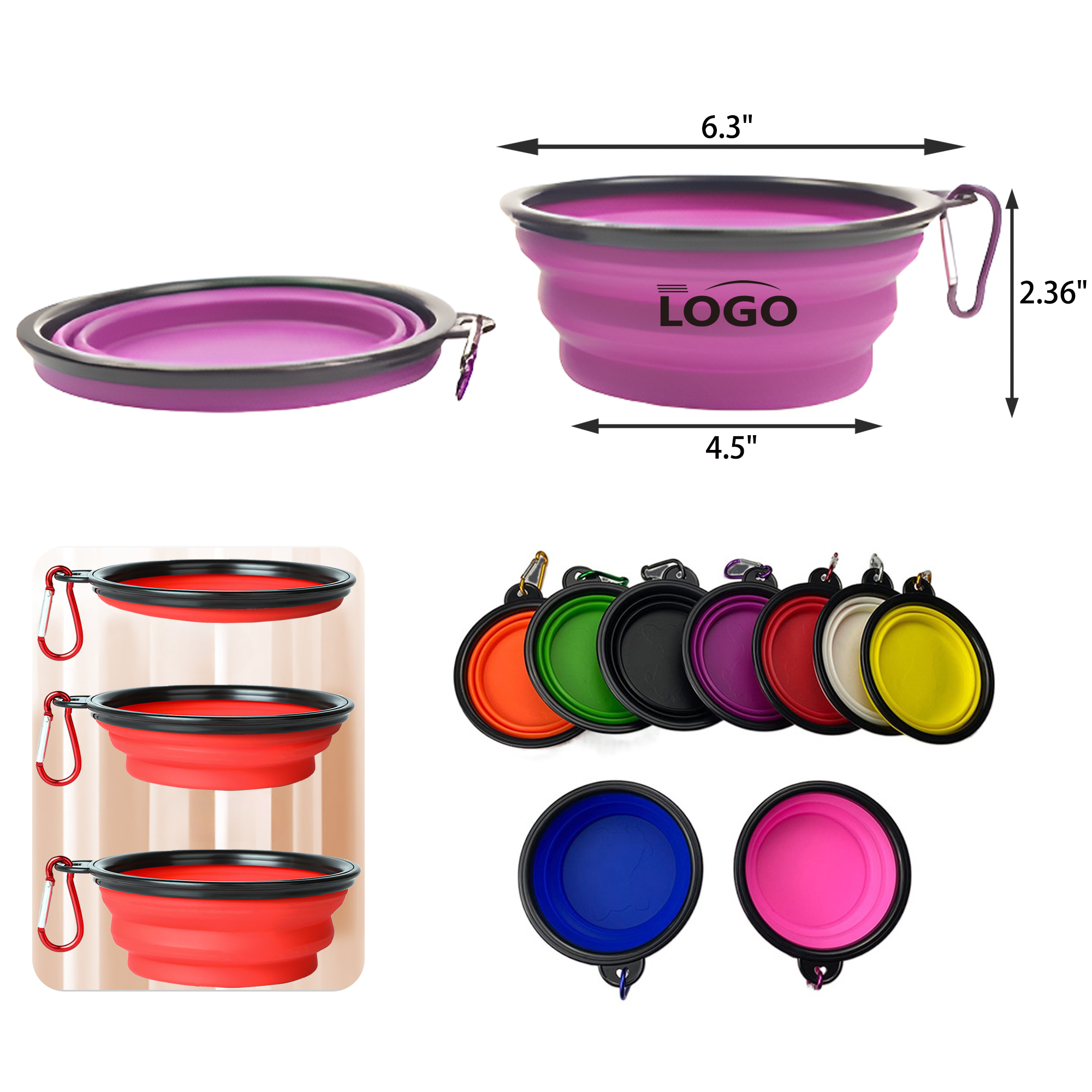 MOQ 50 PCS Durable Portable Foldable Pet Bowl 7
