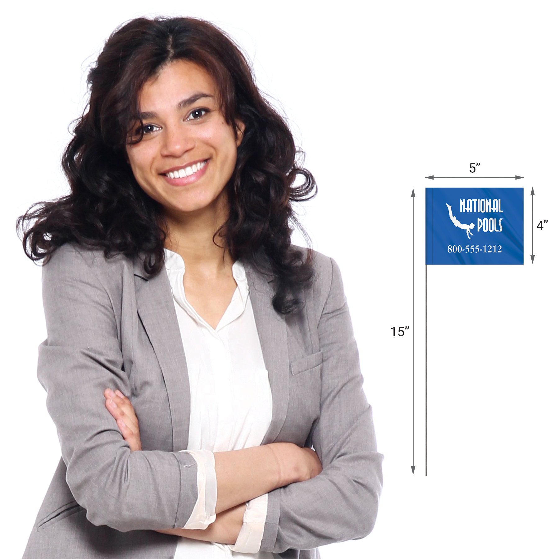 1-Color 4" x 5" Custom Vinyl Marking Flag with 15" Wire 17