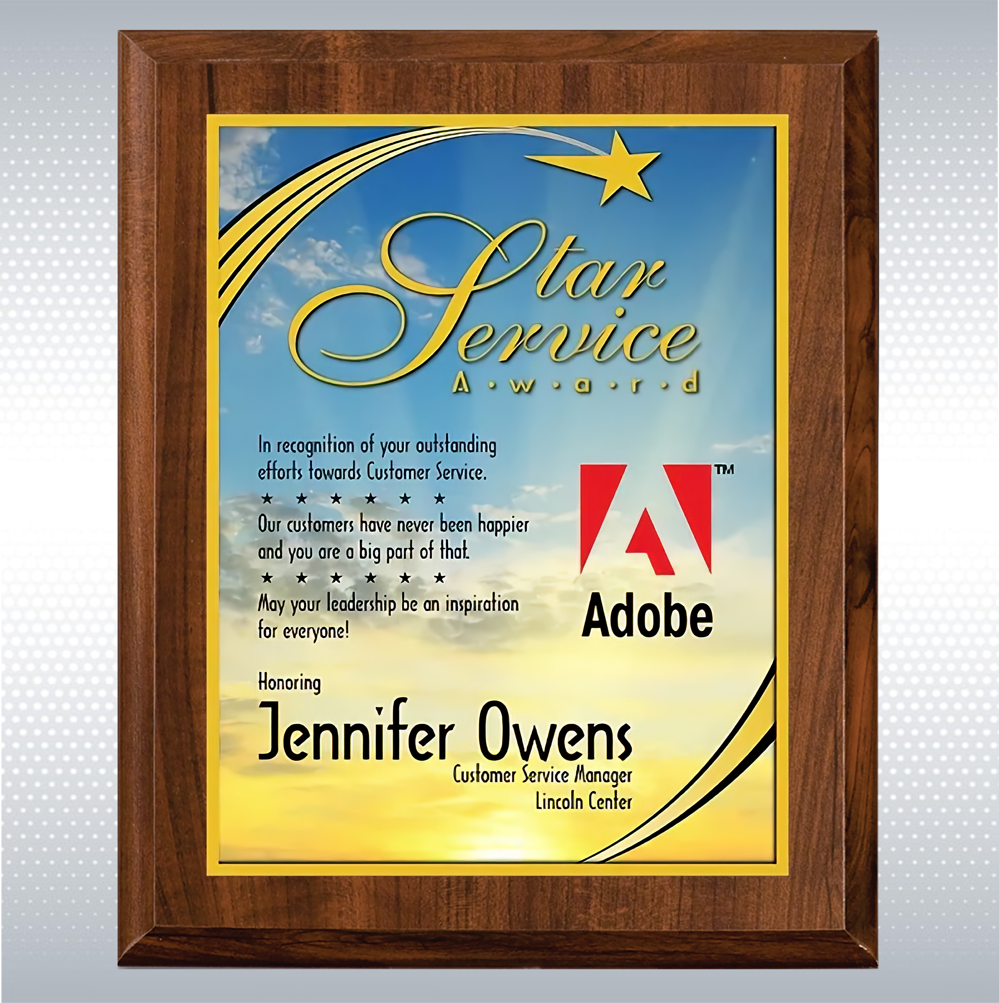 Cherry Finish Wood Plaque w/Full Color Sublimated Plate 2