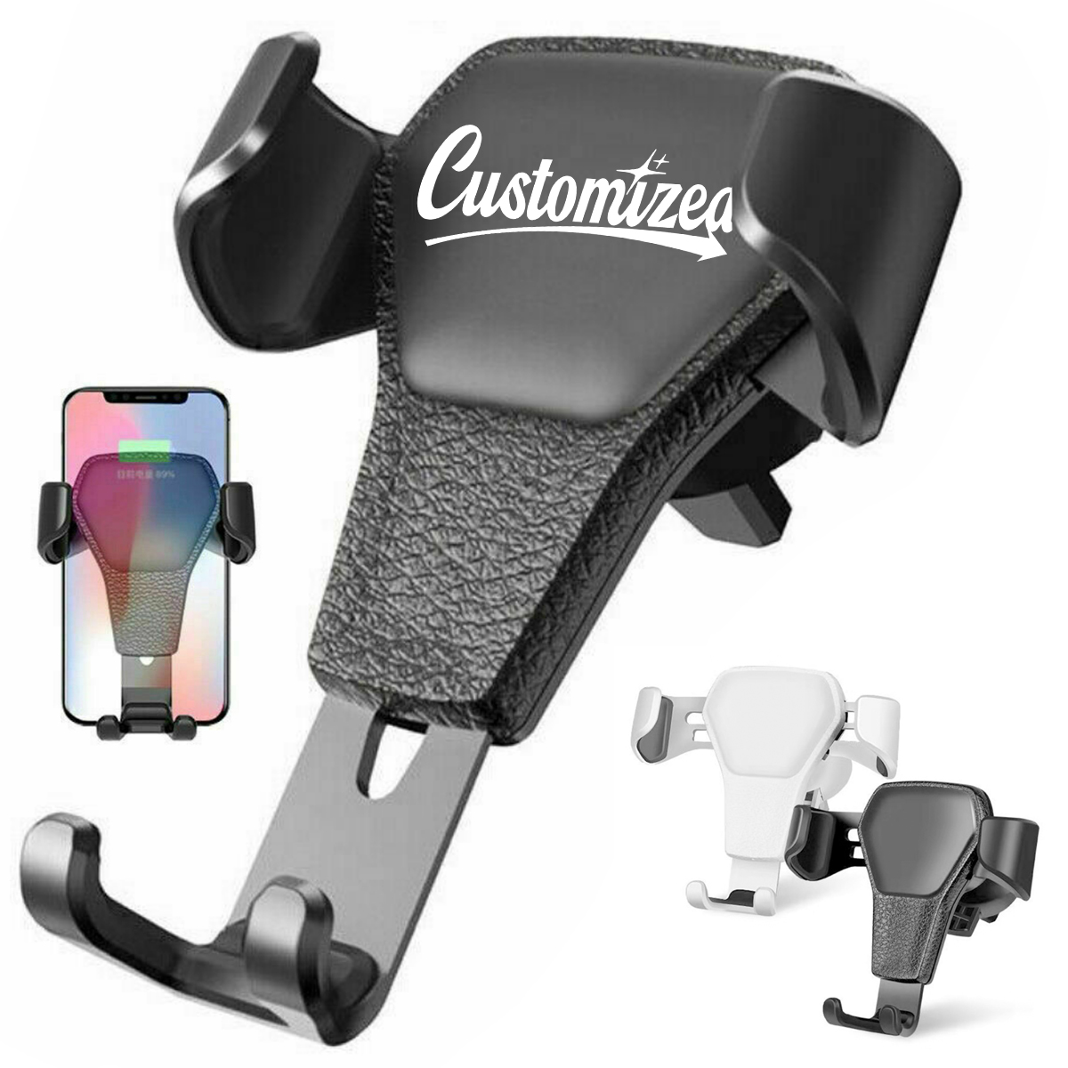 Gravity Car Vent Phone Holder with Leather Panel 4