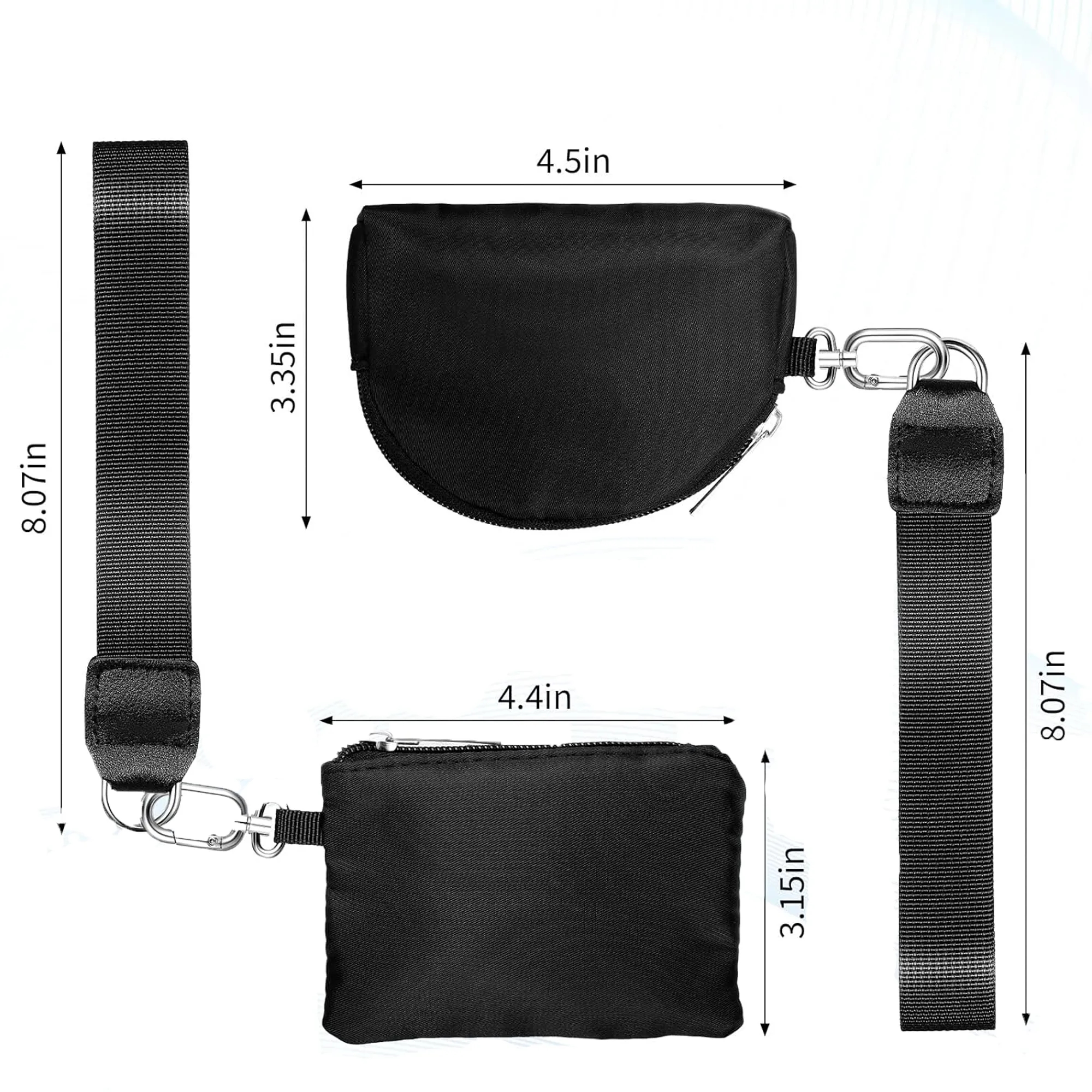 Portable Dual Pouch Wristlet Coin Pocket Keychain 5