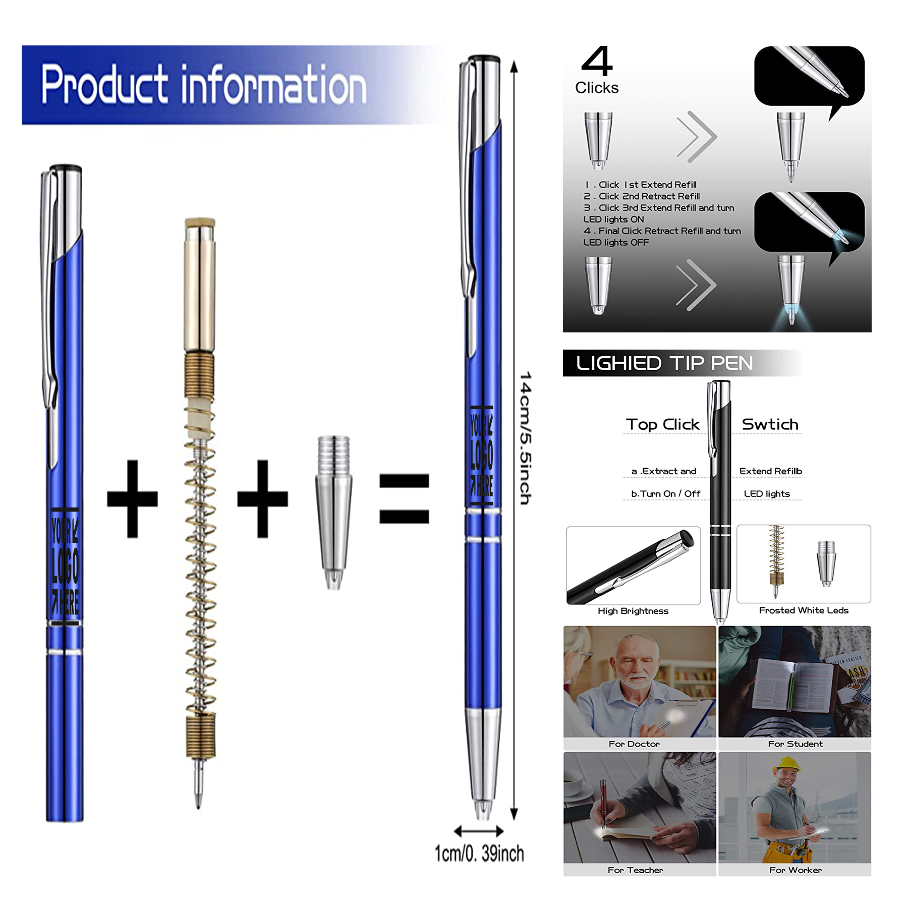 Led Light Pen Light Ballpoint Pen 2