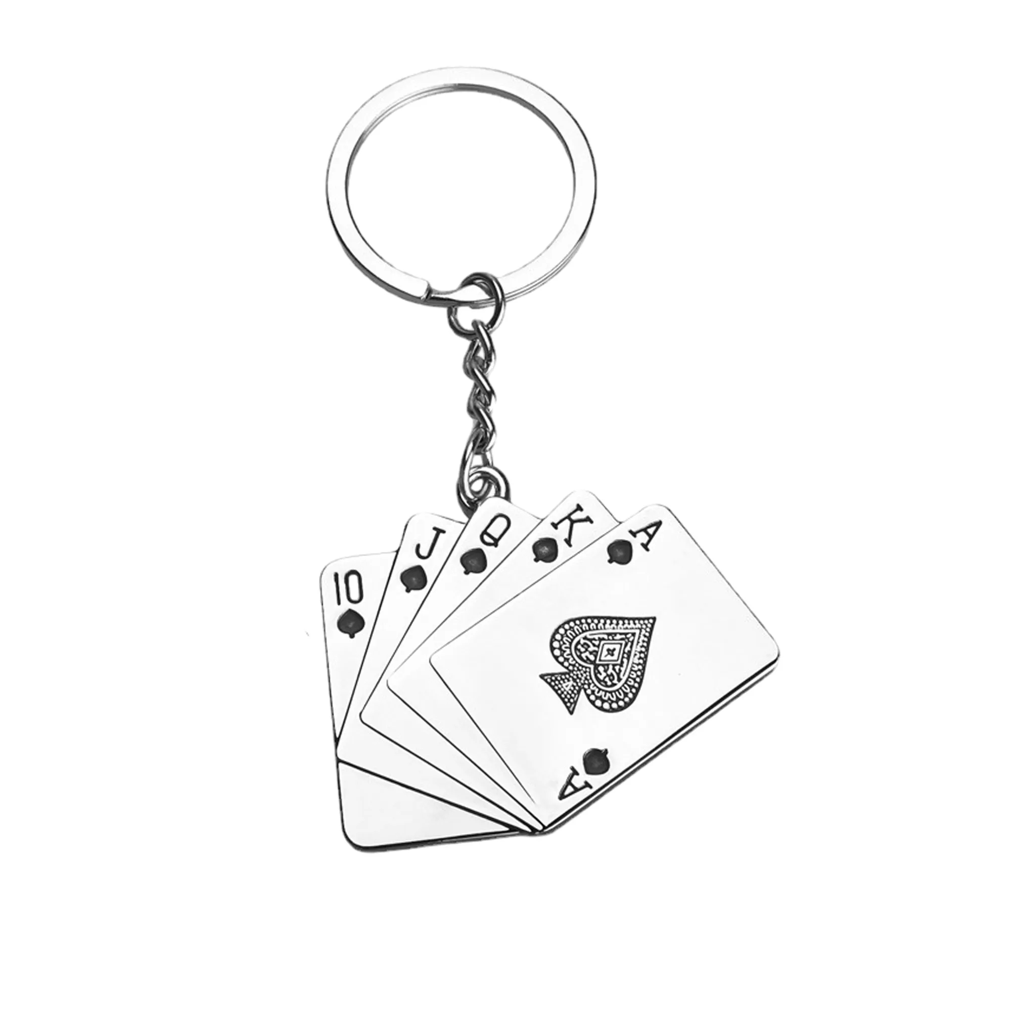 Metal Key Chain With Playing Poker Cards 3
