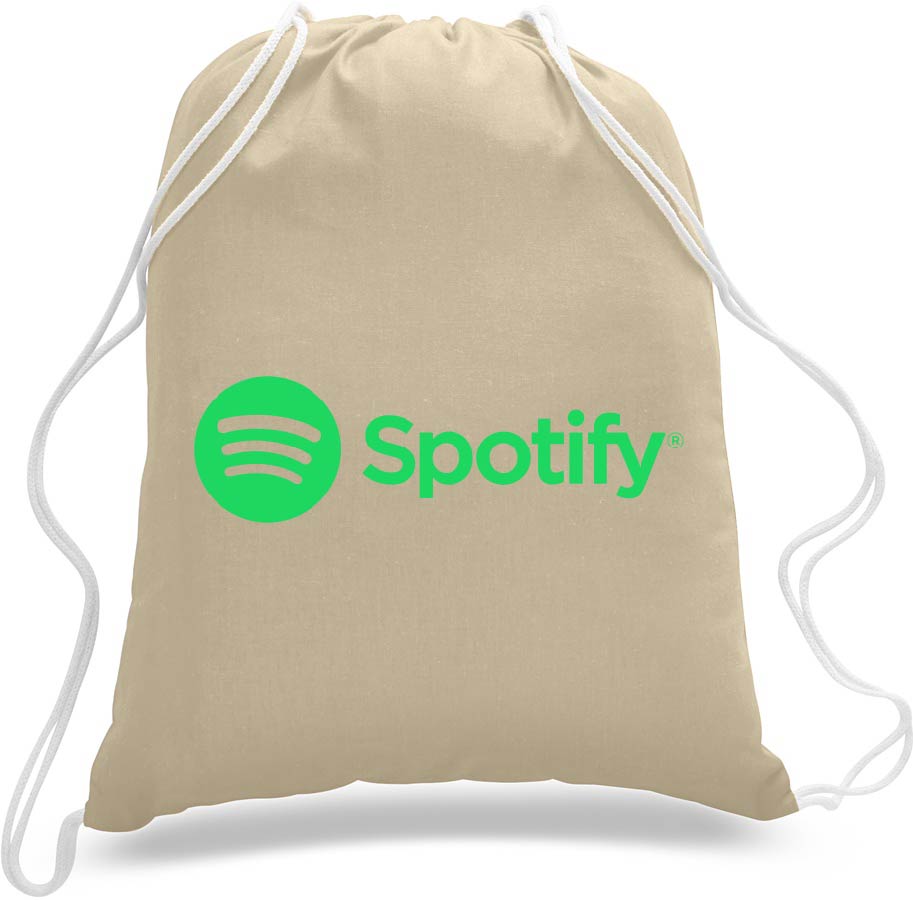 Large Colored 100% Cotton Drawstring Sports Backpack