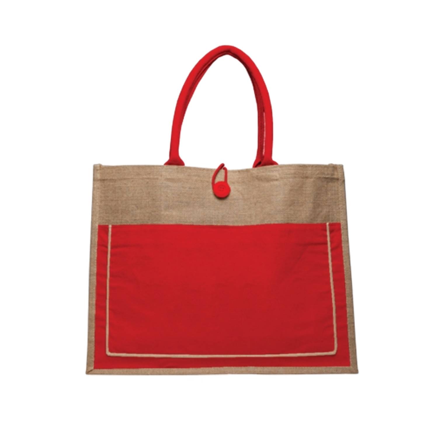 Two Tone Cotton Pocket Jute Tote Bag, custom tote bag with logo imprint 3