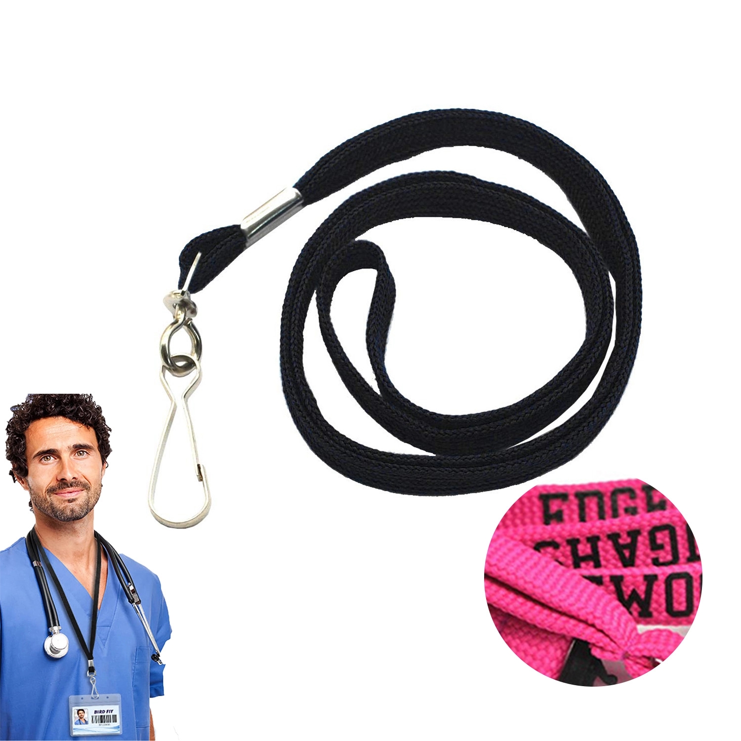 Polyester Shoe String Style Lanyard W/Breakaway & Thumb Hook 2
