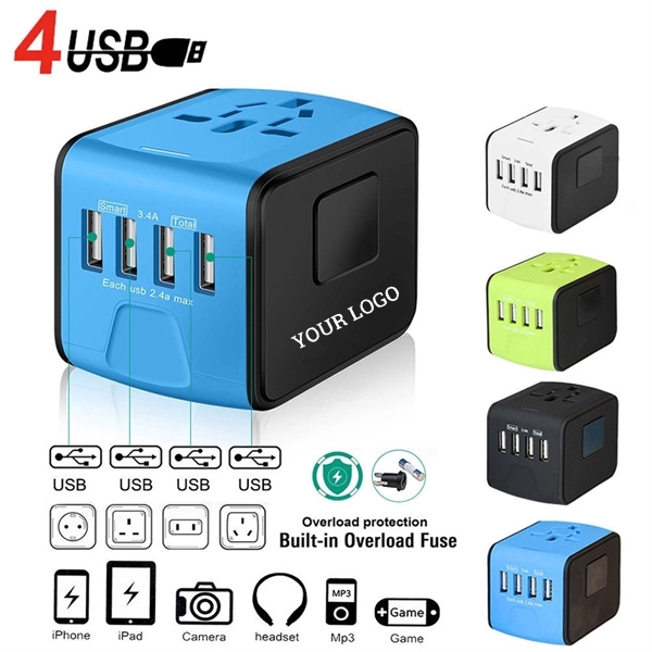 Universal Travel Adapter with 4 USB and AC Outlet 4