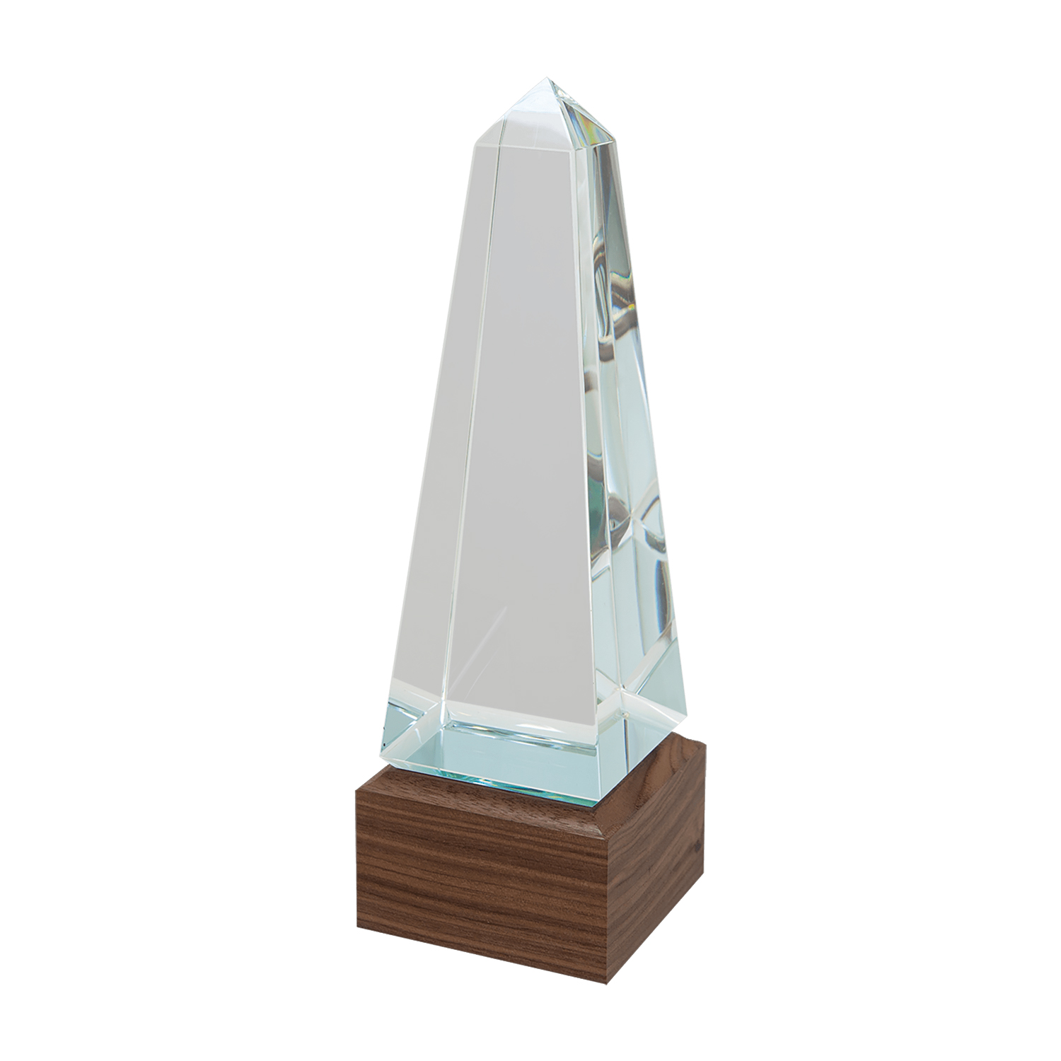9 3/4" Obelisk Sierra Glass Award with Walnut Base 4