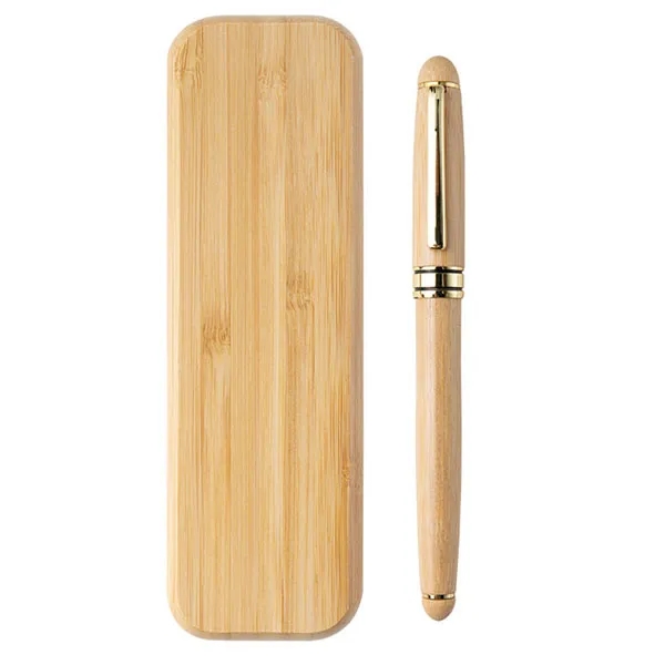Engraved Bamboo Pen and Case Set 5
