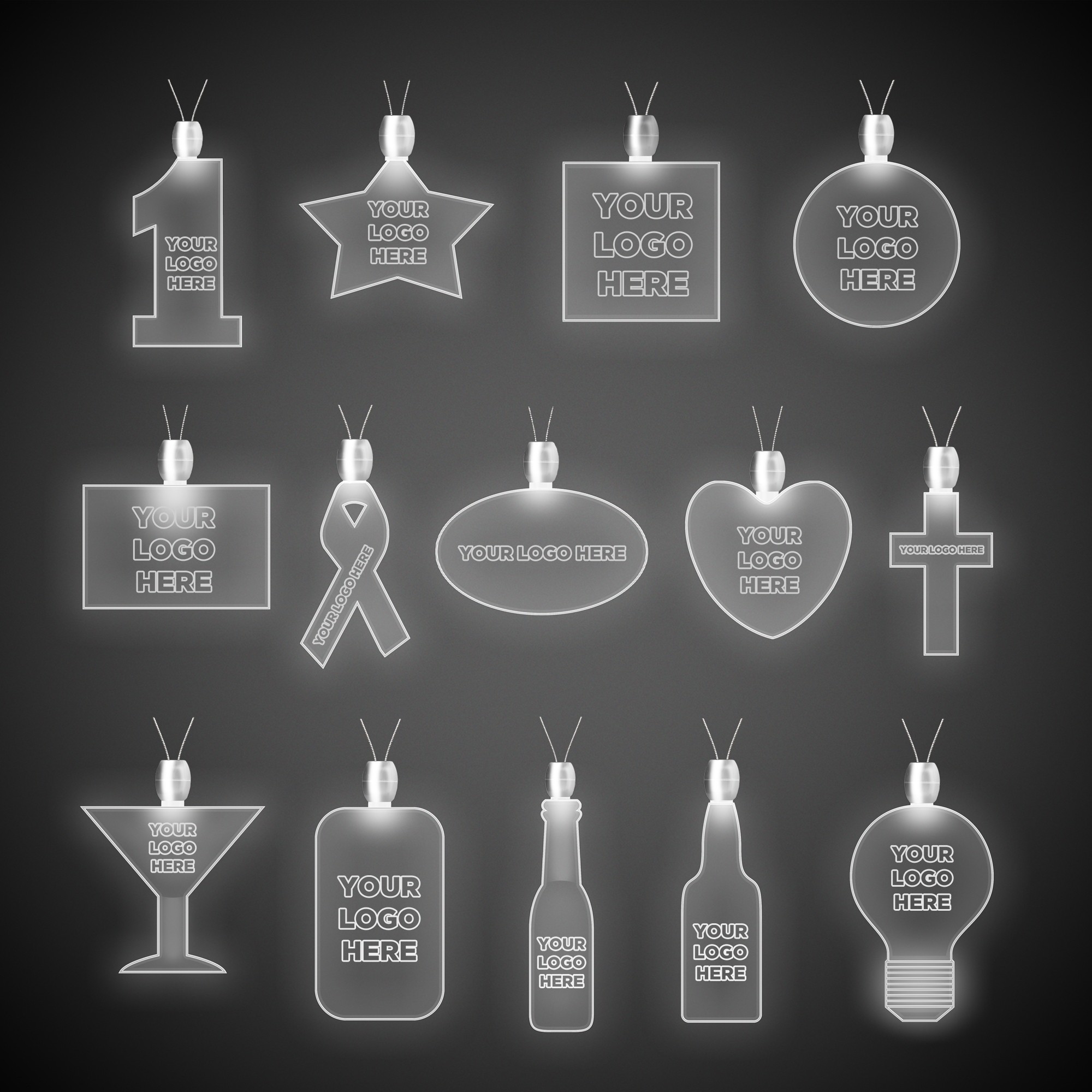 White 1" #1 LED Light Up Pendants 3