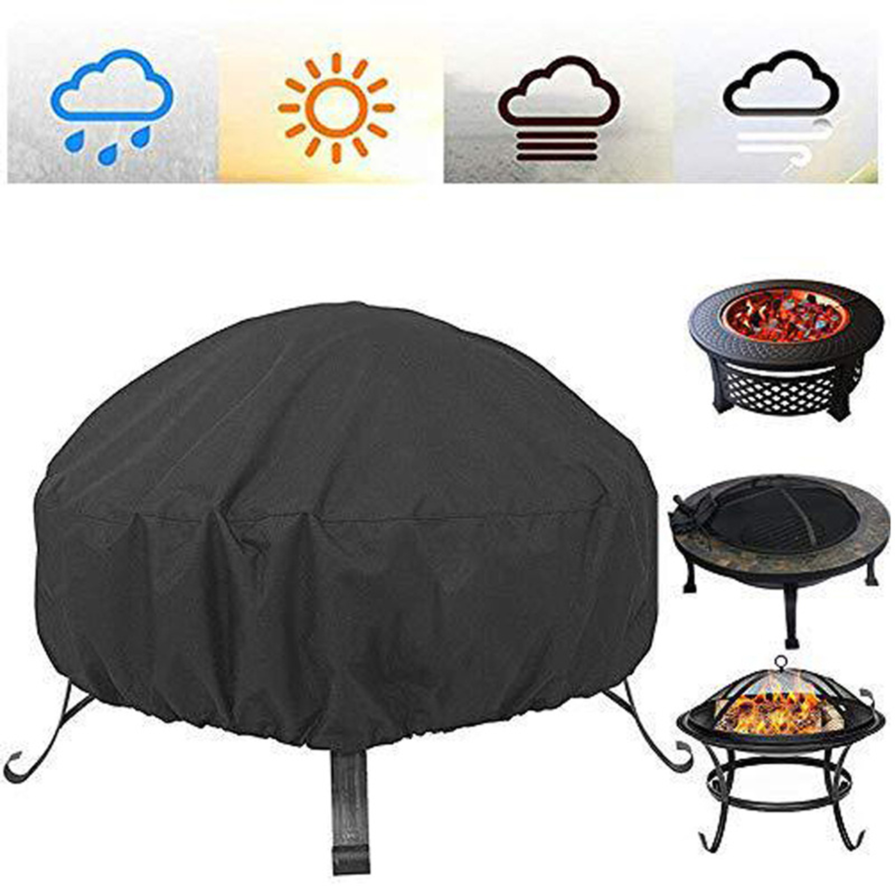 Waterproof Oxford Cloth Round Fire Pit Cover 1
