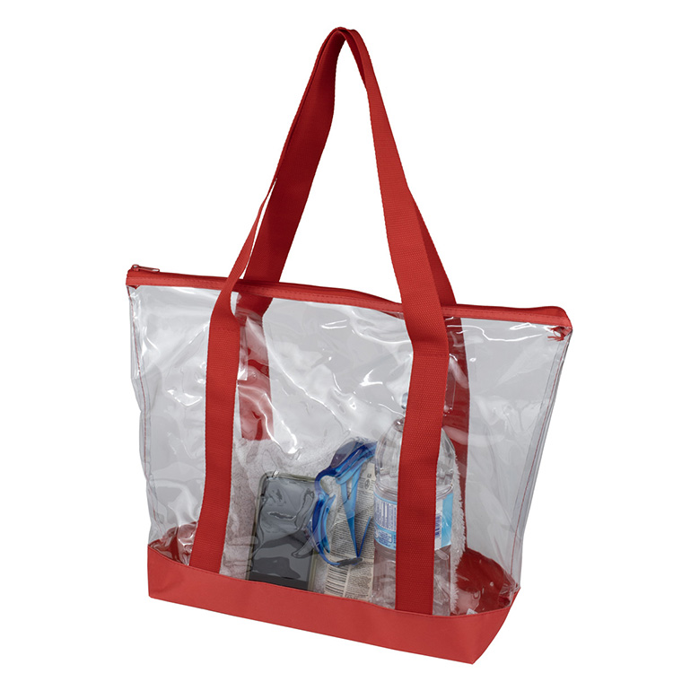 19"W x 13 ½"H x 6"Gusset - "BONDI" Jumbo Clear Zippered Tote Bag 22