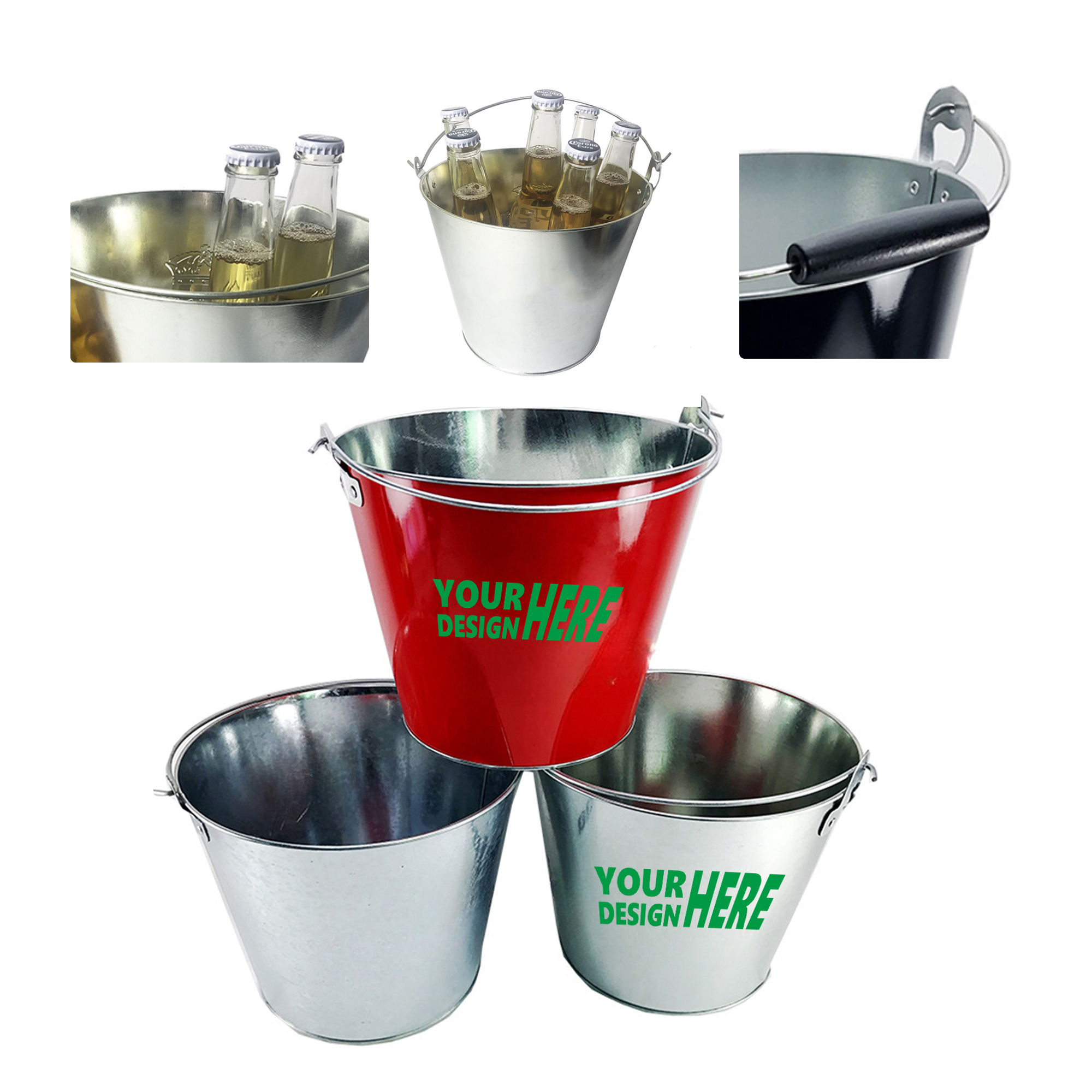 MOQ 50 Galvanized Beverage Ice Bucket 2