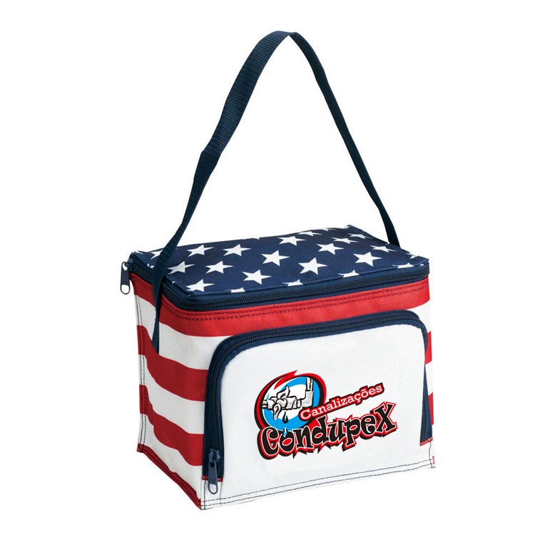 600D Polyester Insulated Stars & Stripes 6 Can Cooler Bag (Cooler, Bags) 1
