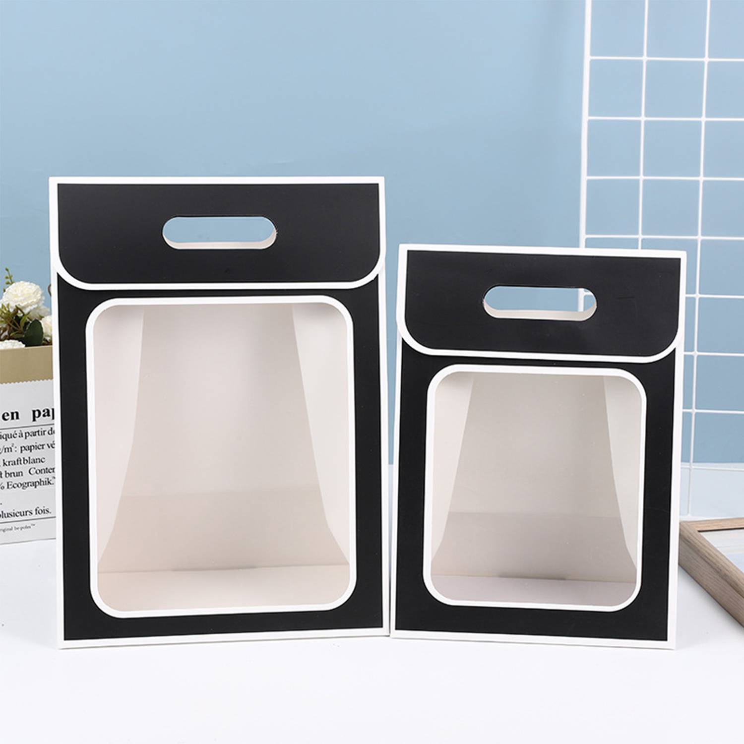 Kraft Paper Cute Gift Bags W/ Clear Window 3