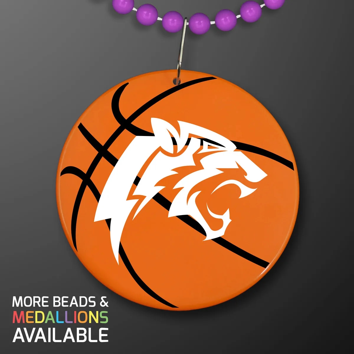 Basketball Medallion on Beads Necklace (NON-Light Up) 7