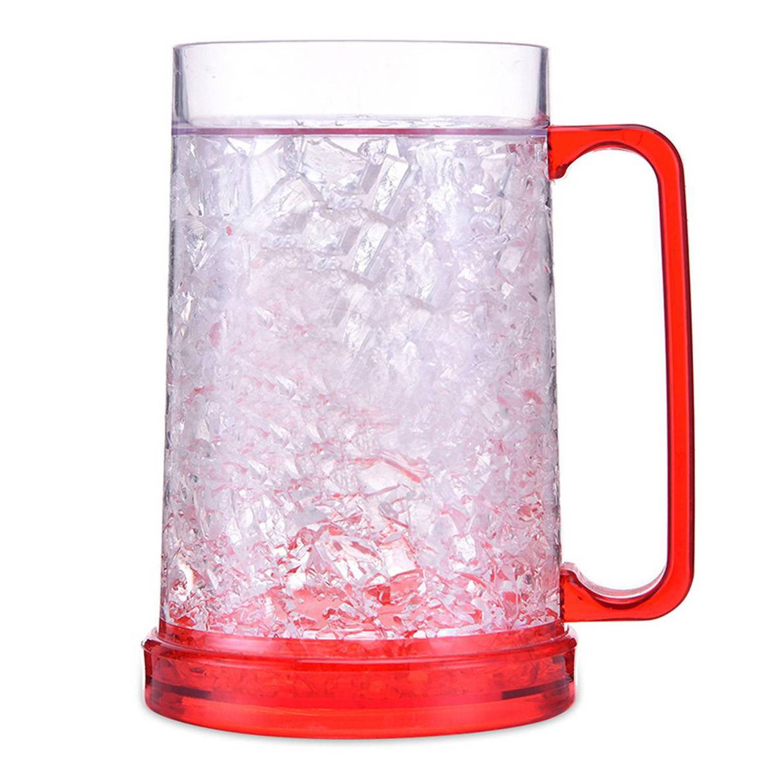 16 oz Plastic Double Wall Freezer Frosted Beer Mugs 4