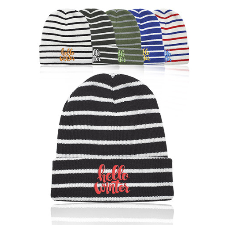 Striped Knitted Beanie 7