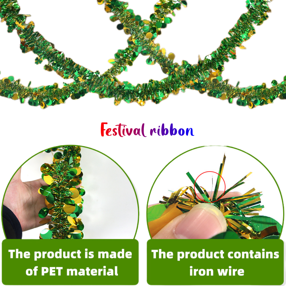 Green Shamrock Ribbon for Irish Festivals and Parties 2