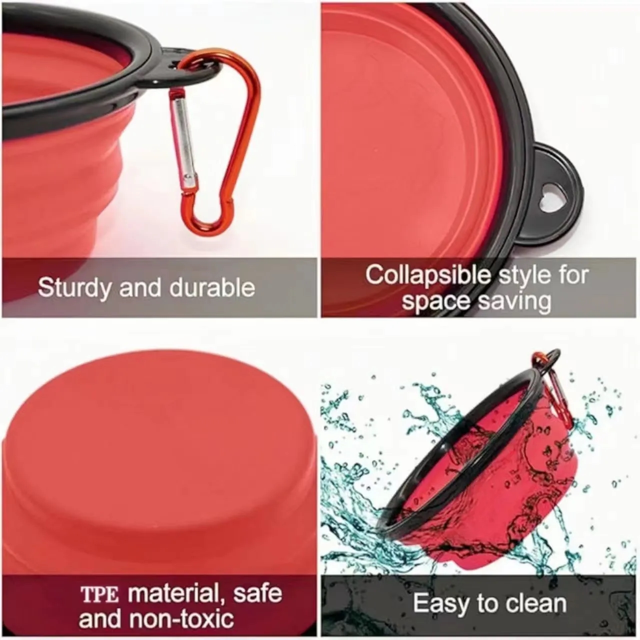 12 OZ Collapsible Pet Bowl With Carabiner 2