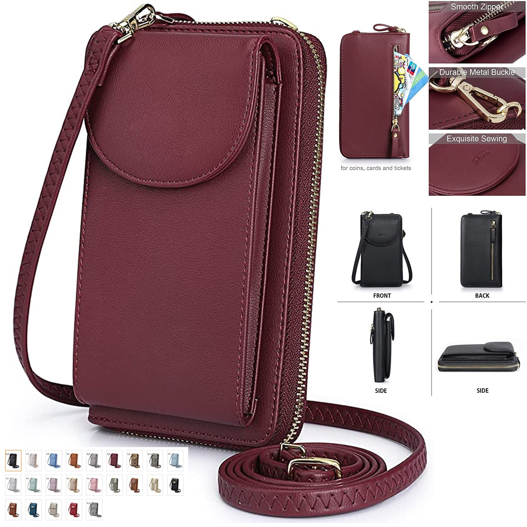 PU Leather RFID Blocking Crossbody Cell Phone Bag 3