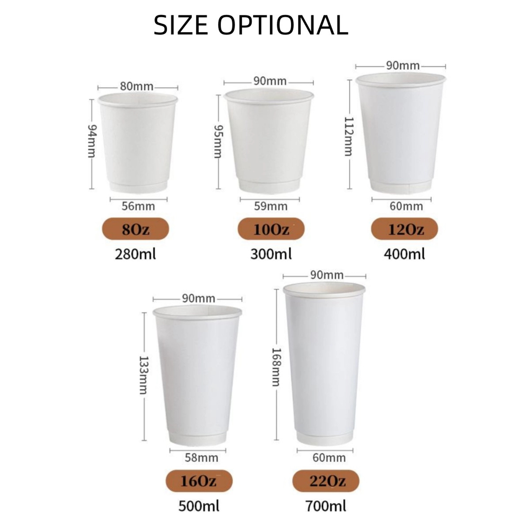 8 Oz. Double Wall Disposable Coffee Paper Cups with Lid 3