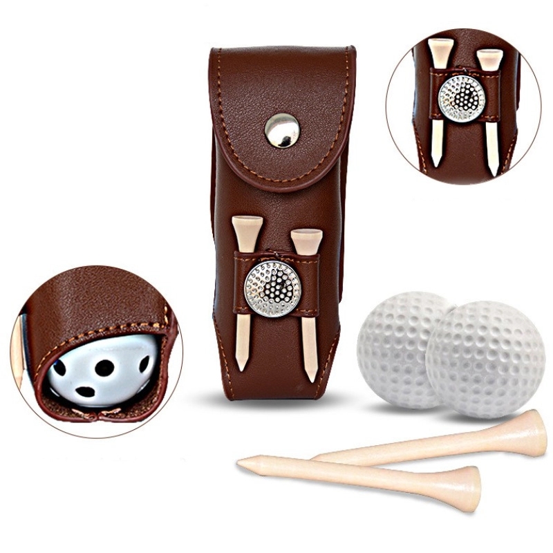 Leather Golf Ball Storage Pouch Waist Belt Carrier Bag 2