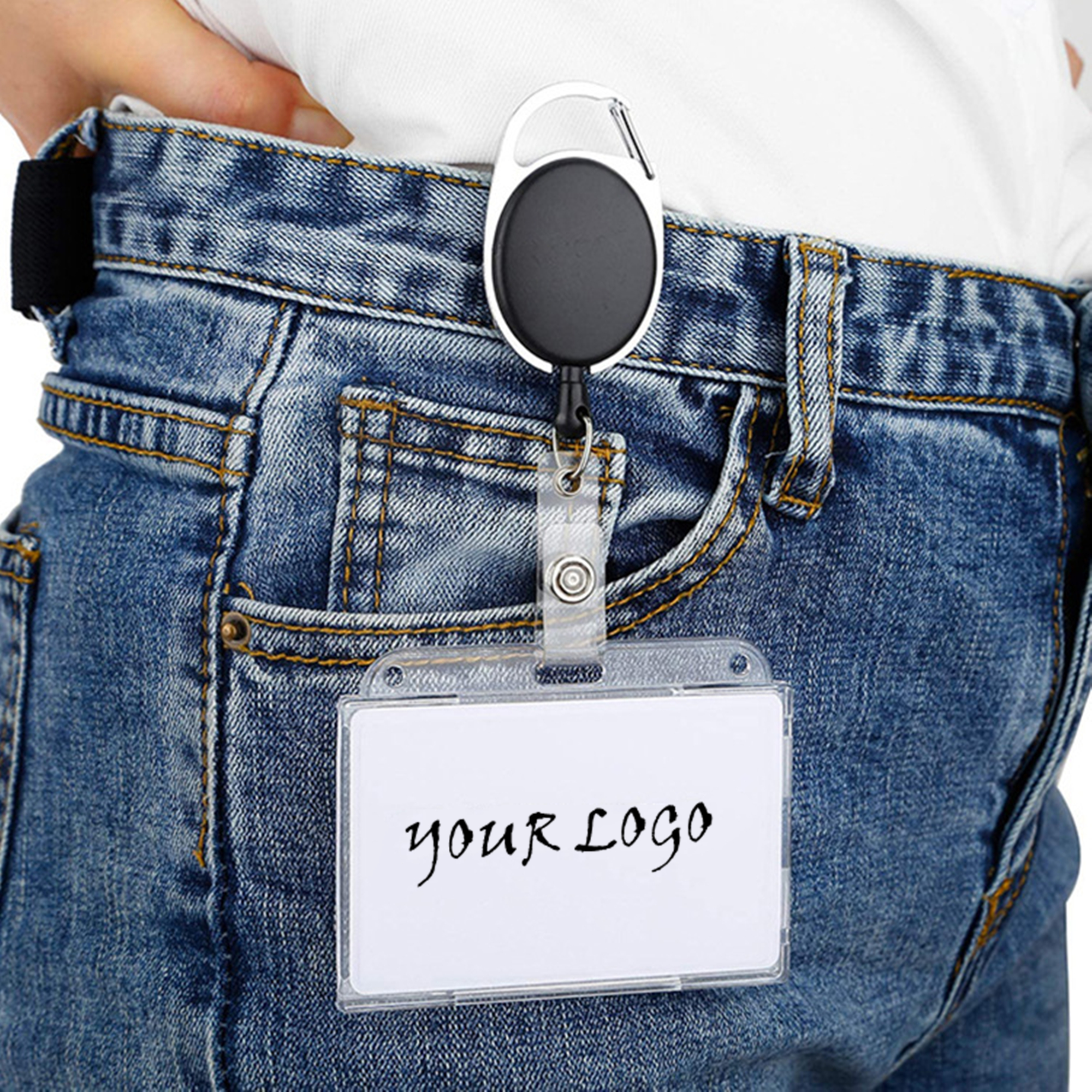 Clear Horizontal Badge Holder With Thumb Slot 5